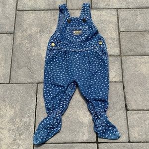 Vintage OshKosh Floral Footed Overalls